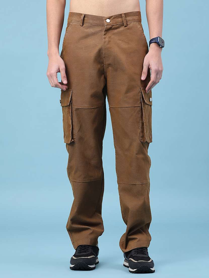men solid mid rise cargo