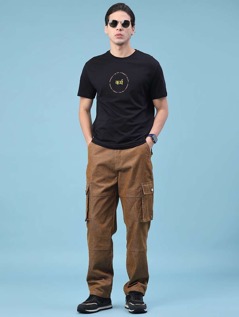 men solid mid rise cargo - 22183930 -  Standard Image - 5