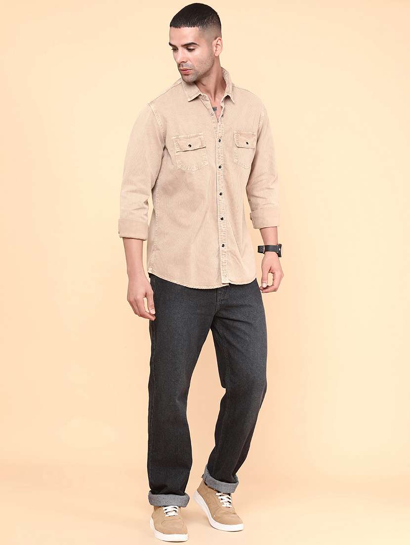 men solid long sleeve regular fit casual shirt - 22183959 -  Standard Image - 5