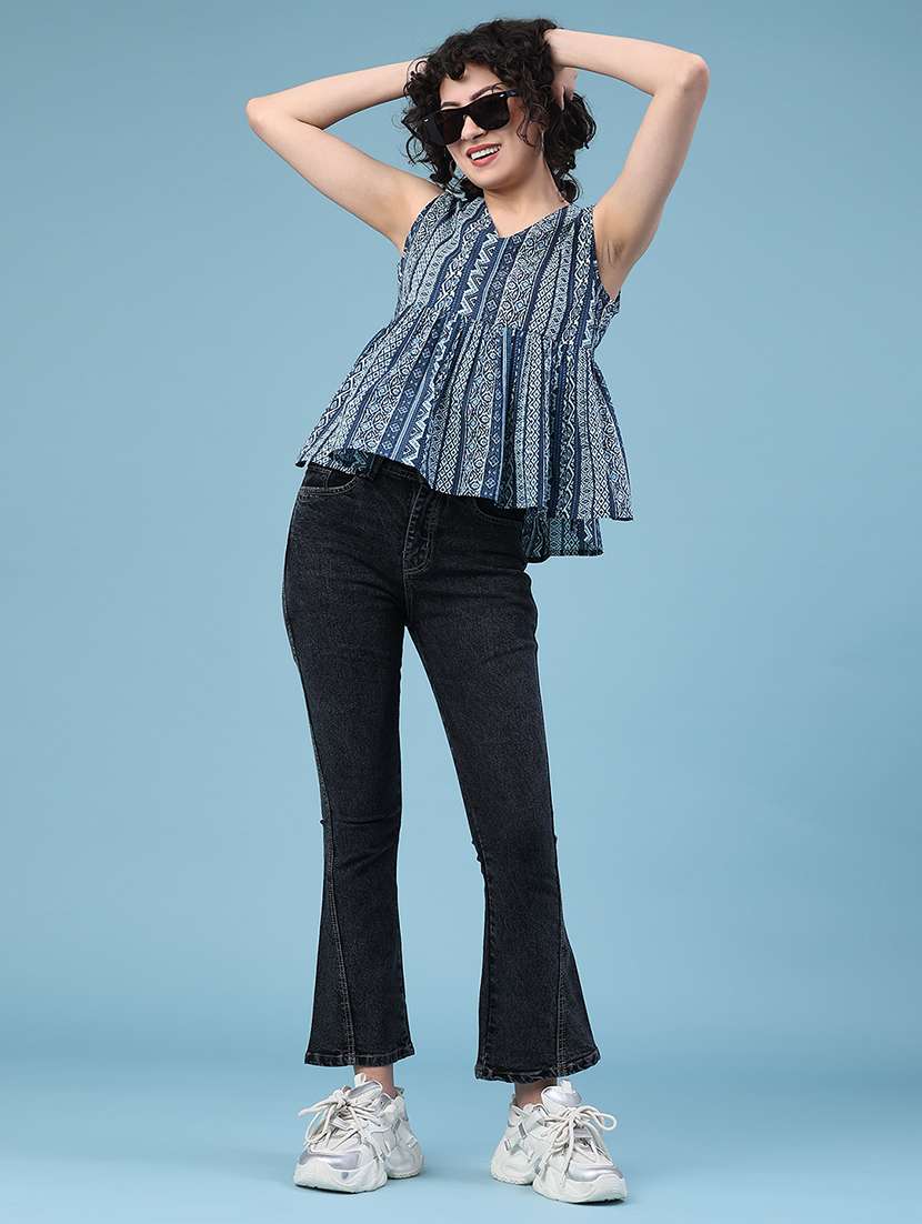 women printed v neck top - 22183969 -  Standard Image - 5