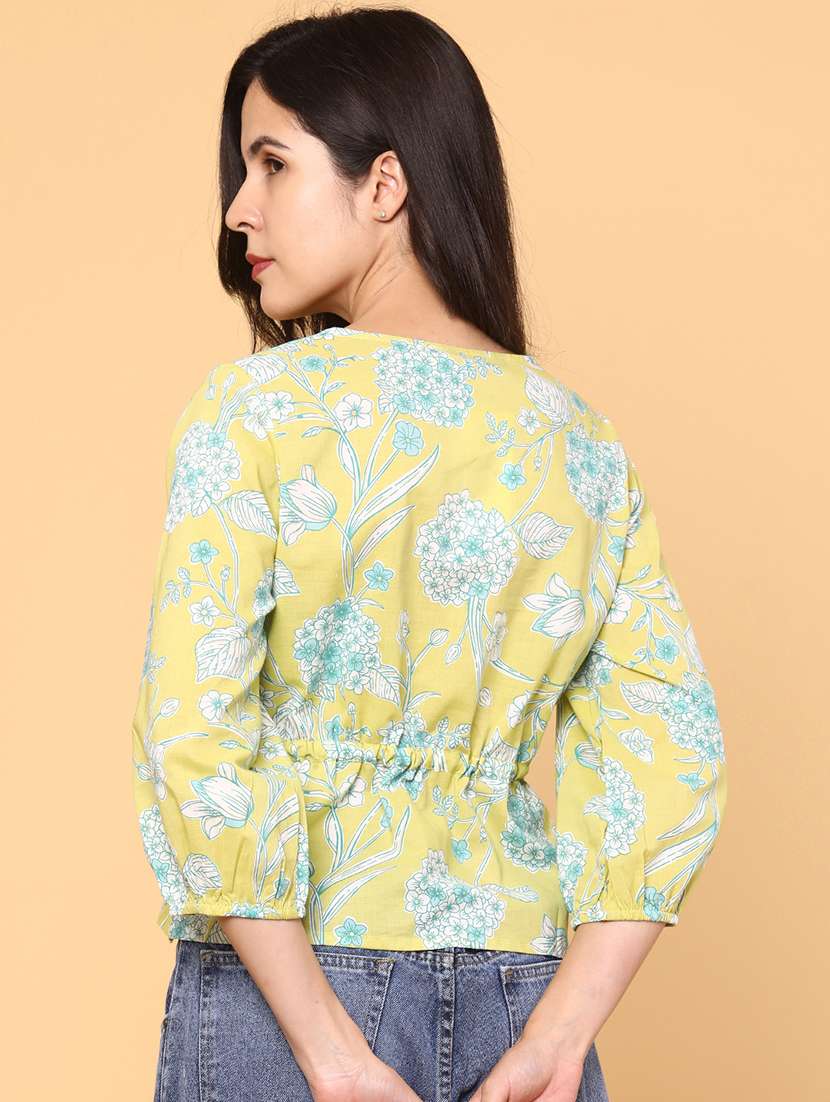 women printed three quarter sleeve top - 22183970 -  Standard Image - 3