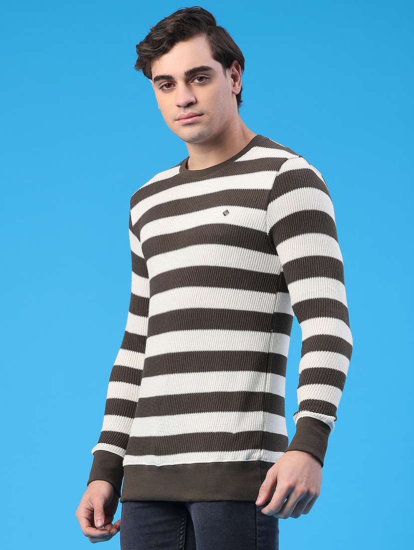 men striped long sleeve regular fit pullover  - 22184013 -  Standard Image - 3