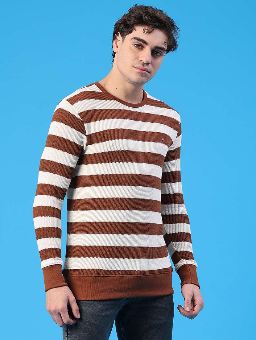 men striped long sleeve regular fit pullover  - 22184014 -  Standard Image - 3