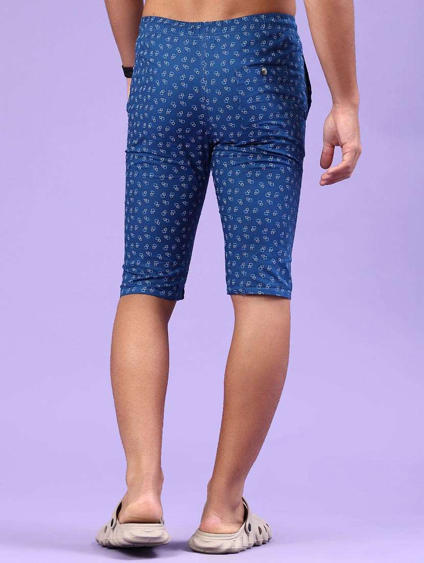 men printed mid rise slim fit three-fourth shorts - 22184016 -  Standard Image - 3