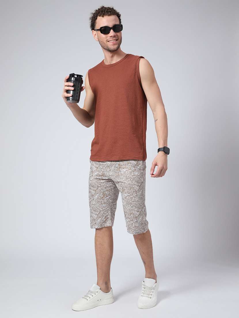 men printed mid rise regular fit three-fourth shorts - 22184018 -  Standard Image - 5