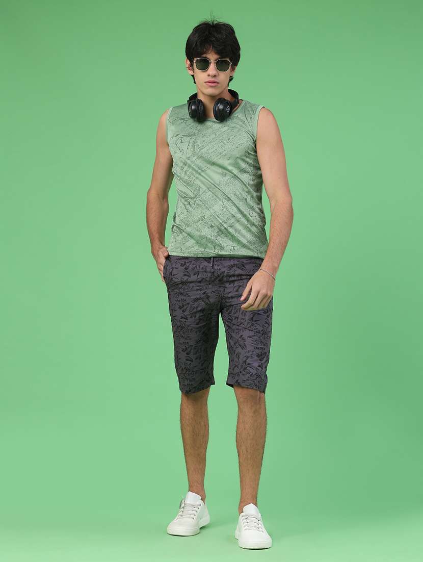 men printed mid rise regular fit three-fourth shorts - 22184019 -  Standard Image - 5