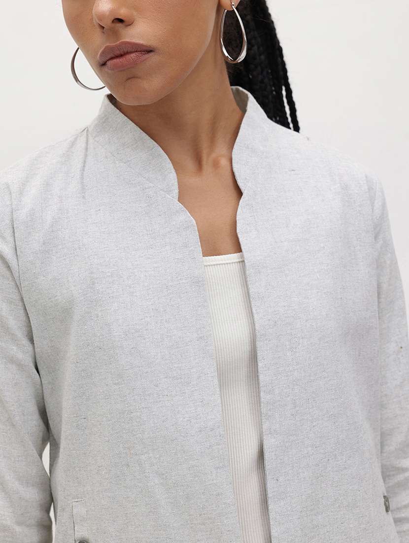 women solid long sleeve regular jacket - 22184094 -  Standard Image - 5