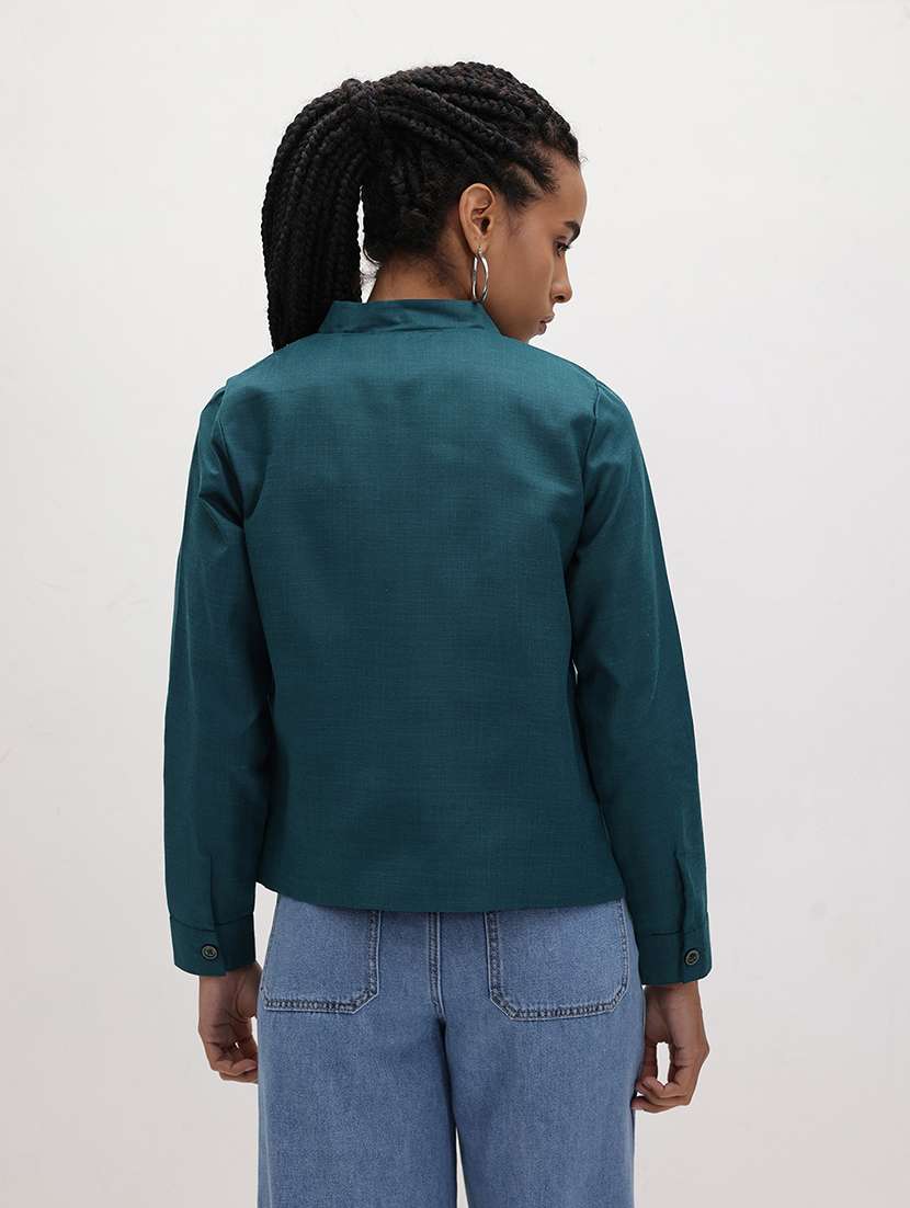 women solid long sleeve regular jacket - 22184095 -  Standard Image - 3