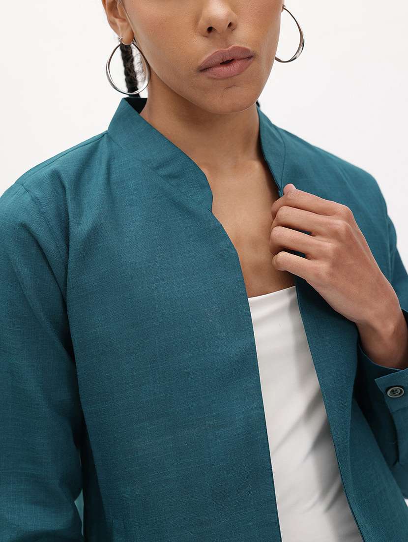 women solid long sleeve regular jacket - 22184095 -  Standard Image - 5