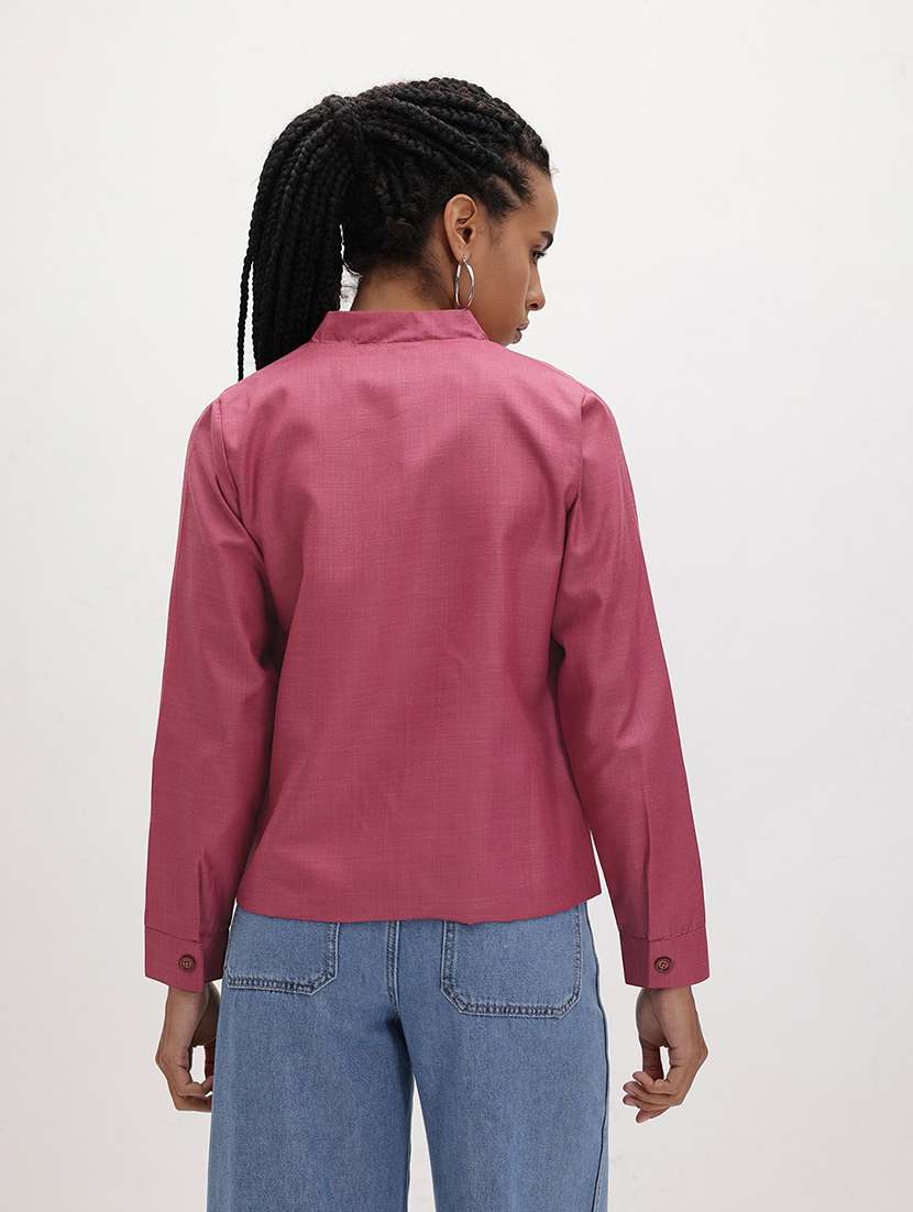 women solid long sleeve regular jacket - 22184096 -  Standard Image - 3