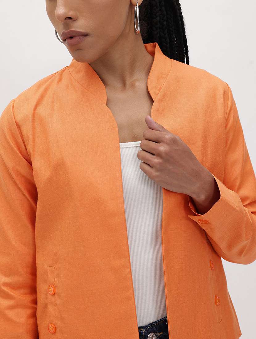 women solid long sleeve regular jacket - 22184097 -  Standard Image - 5