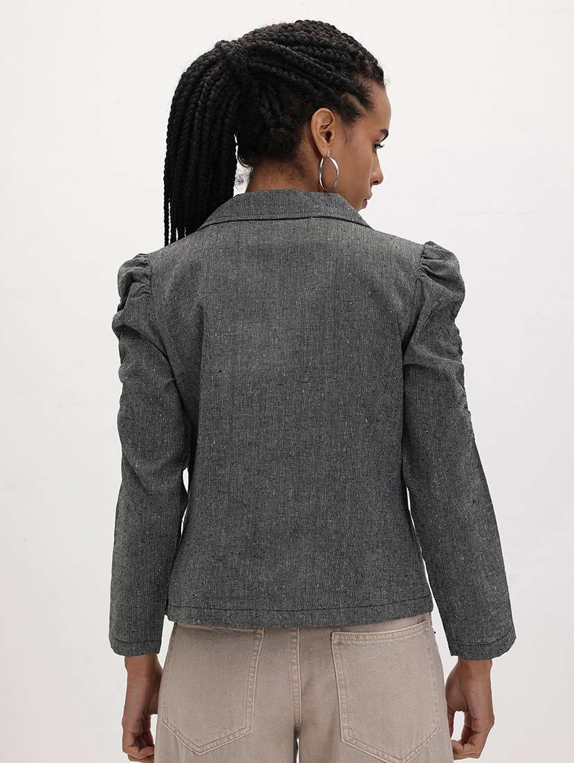 women solid long sleeve regular jacket - 22184098 -  Standard Image - 3