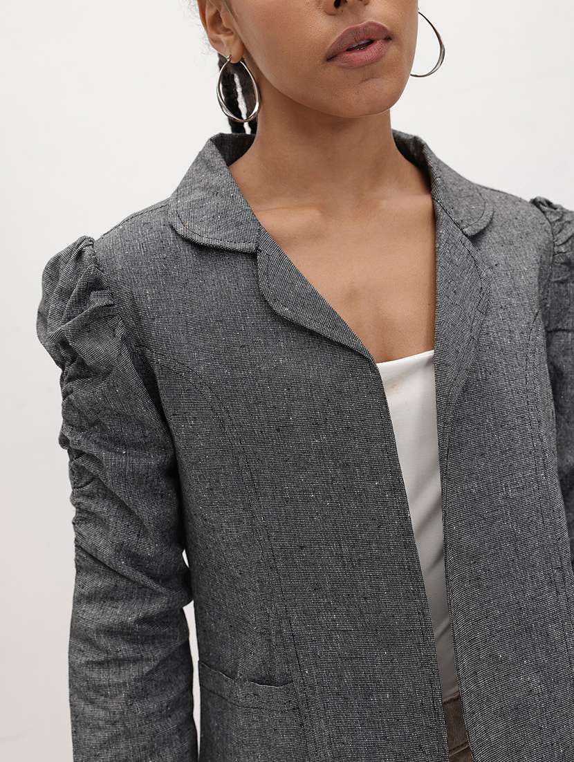 women solid long sleeve regular jacket - 22184098 -  Standard Image - 5