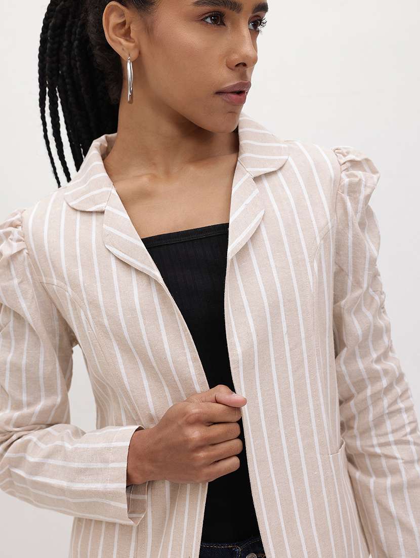 women striped long sleeve regular jacket - 22184099 -  Standard Image - 5