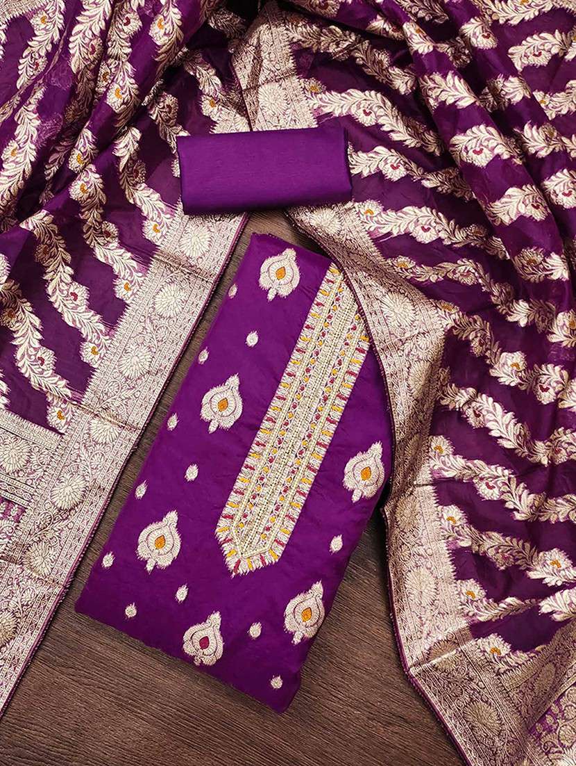 women self design embroidered unstitched suit set