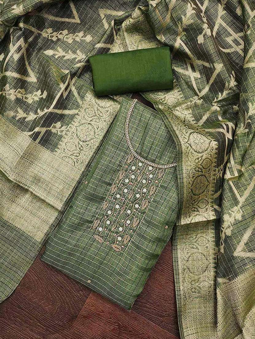 women self design embroidered unstitched suit set