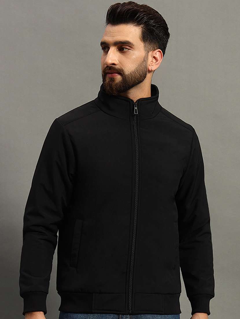 men solid long sleeve lightweight bomber jacket