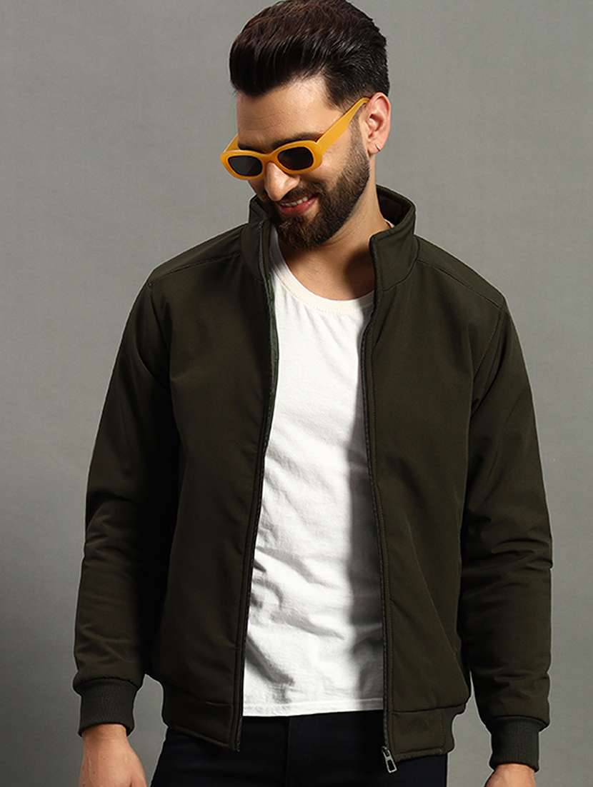 men solid long sleeve lightweight bomber jacket