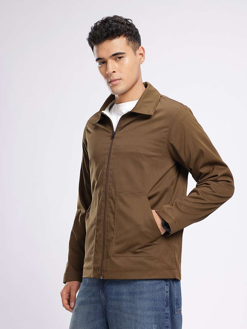 men solid long sleeve casual jacket