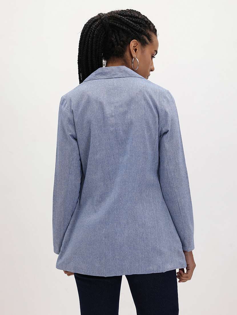 women solid long sleeve single breasted blazer - 22184200 -  Standard Image - 3