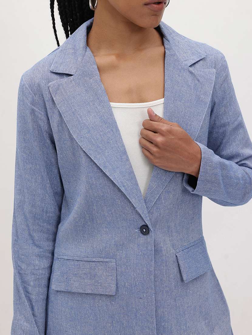 women solid long sleeve single breasted blazer - 22184200 -  Standard Image - 5