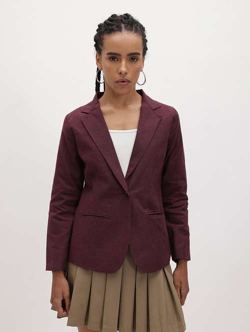 women solid long sleeve single breasted blazer - 22184205 -  Standard Image - 0