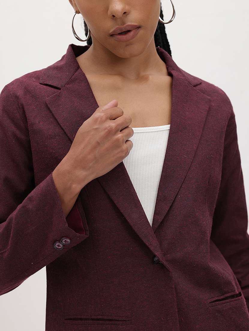 women solid long sleeve single breasted blazer - 22184205 -  Standard Image - 5