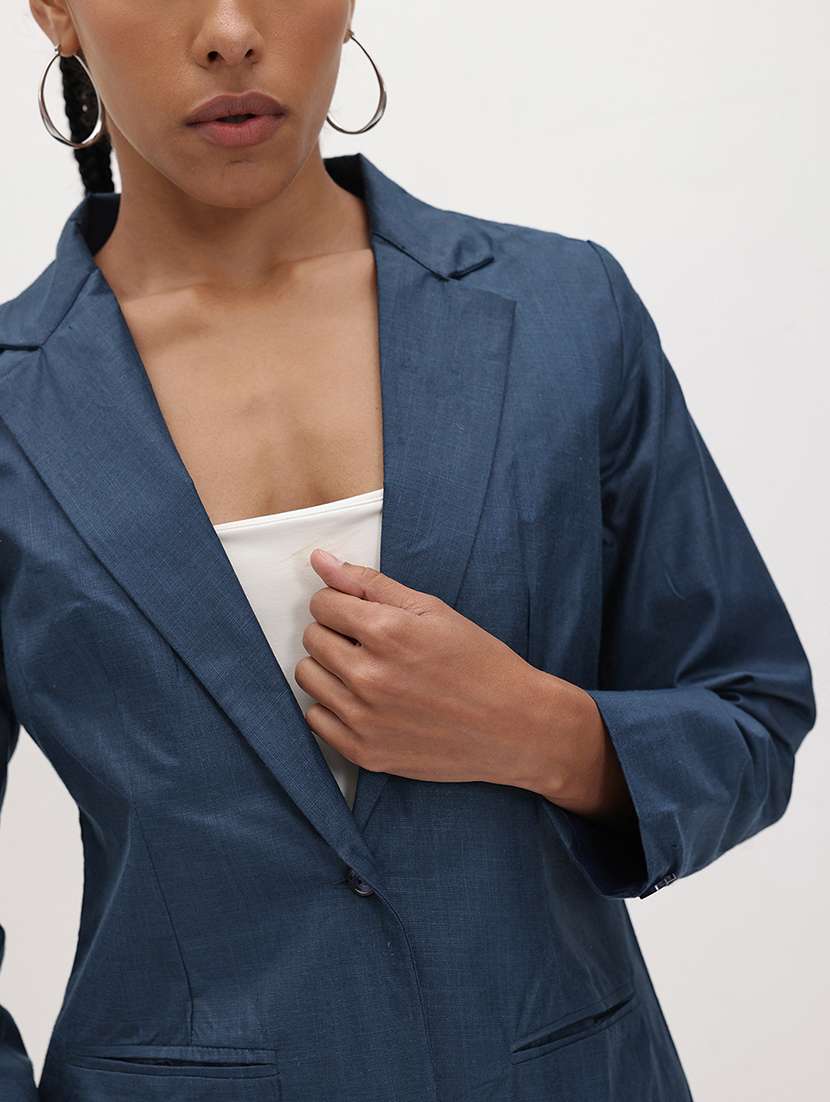 women solid long sleeve single breasted blazer - 22184206 -  Standard Image - 5