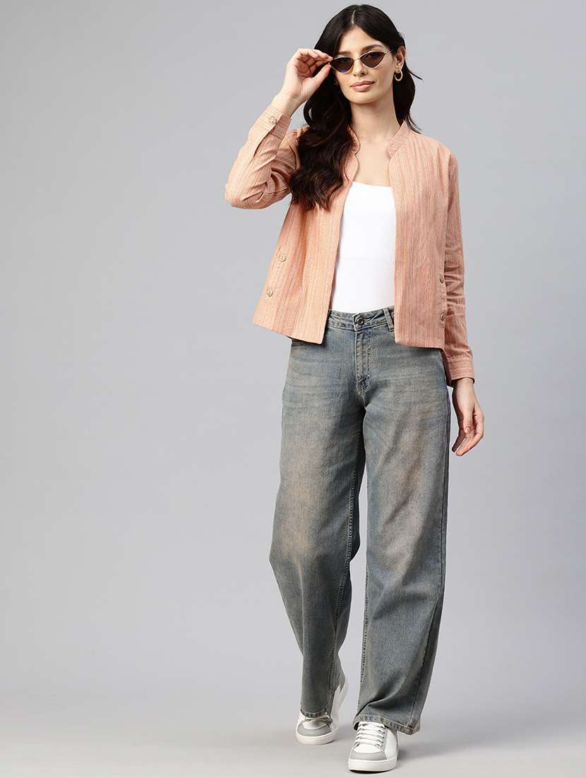 women solid long sleeve regular jacket - 22184213 -  Standard Image - 3