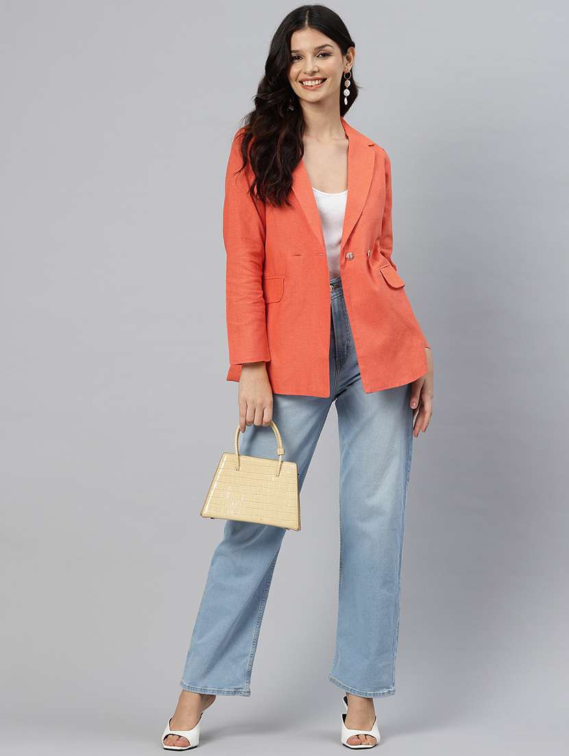 women solid long sleeve double breasted blazer - 22184217 -  Standard Image - 3