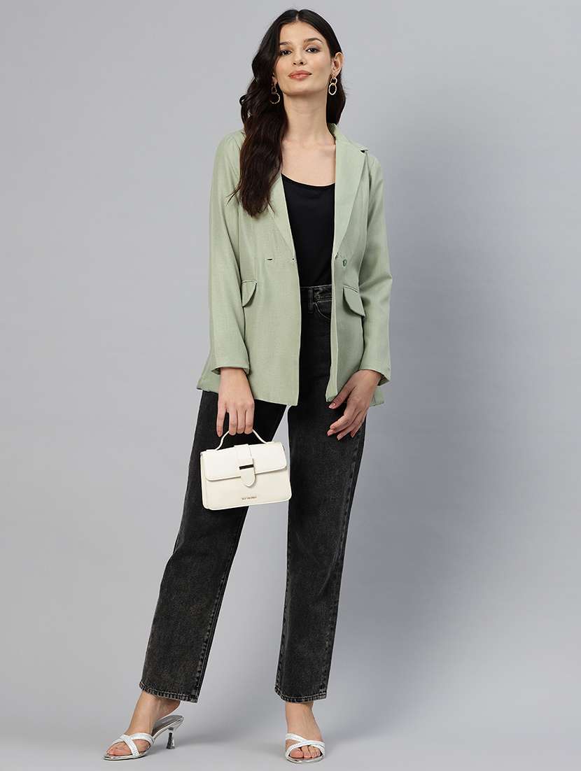 women solid long sleeve double breasted blazer - 22184218 -  Standard Image - 3
