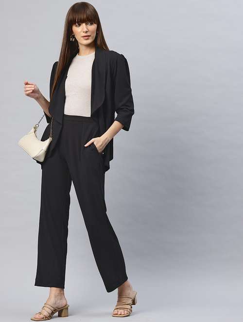 women solid blazer & trouser co-ord set - 22184234 -  Standard Image - 0