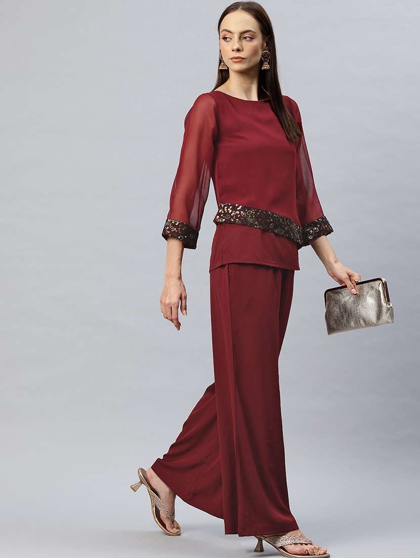 women three quarter sleeve regular fit ethnic co-ord set