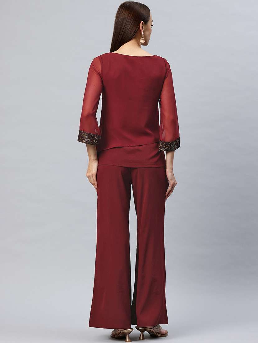 women three quarter sleeve regular fit ethnic co-ord set - 22184235 -  Standard Image - 3