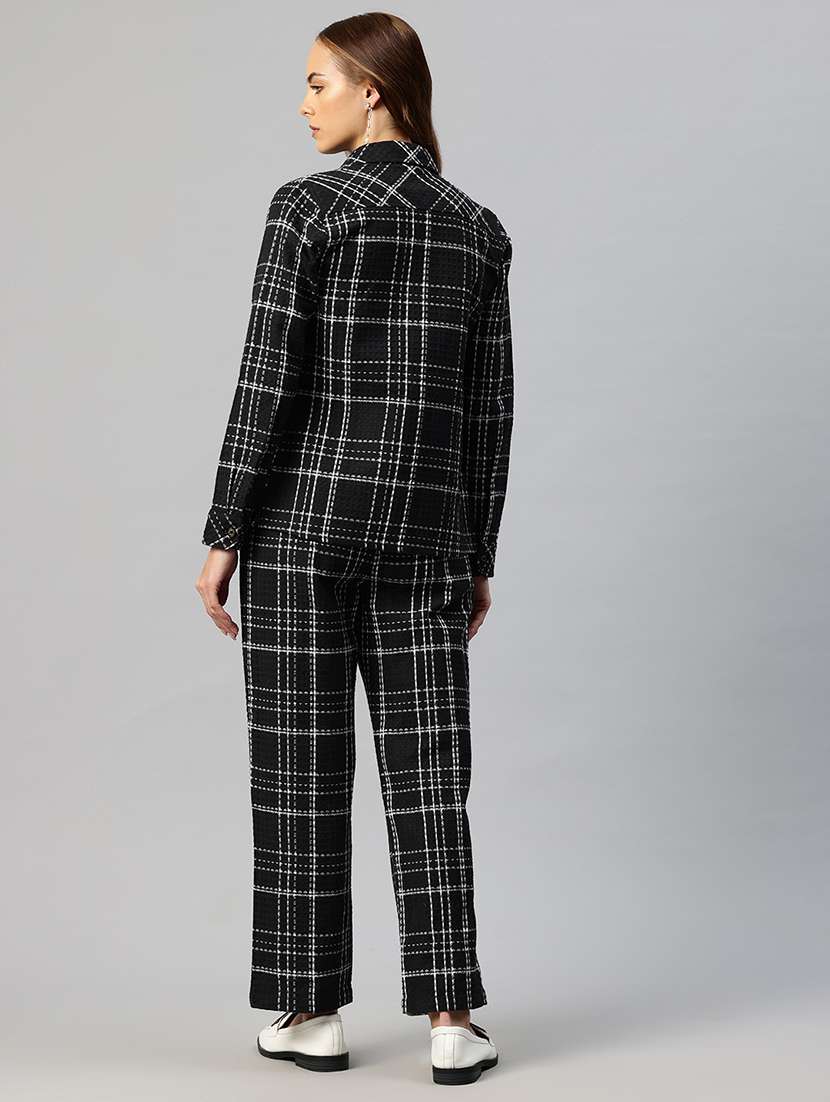 women checkered shirt & trouser co-ord set - 22184236 -  Standard Image - 3