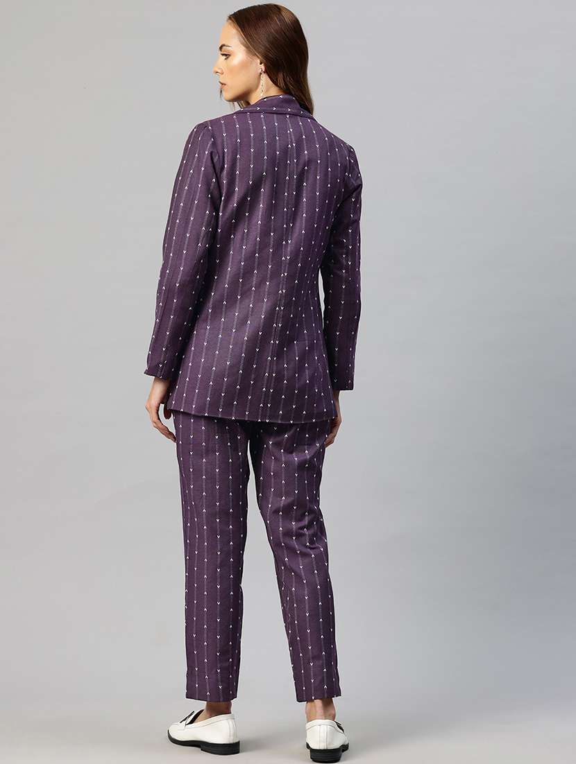 women self design blazer & trouser co-ord set - 22184238 -  Standard Image - 3