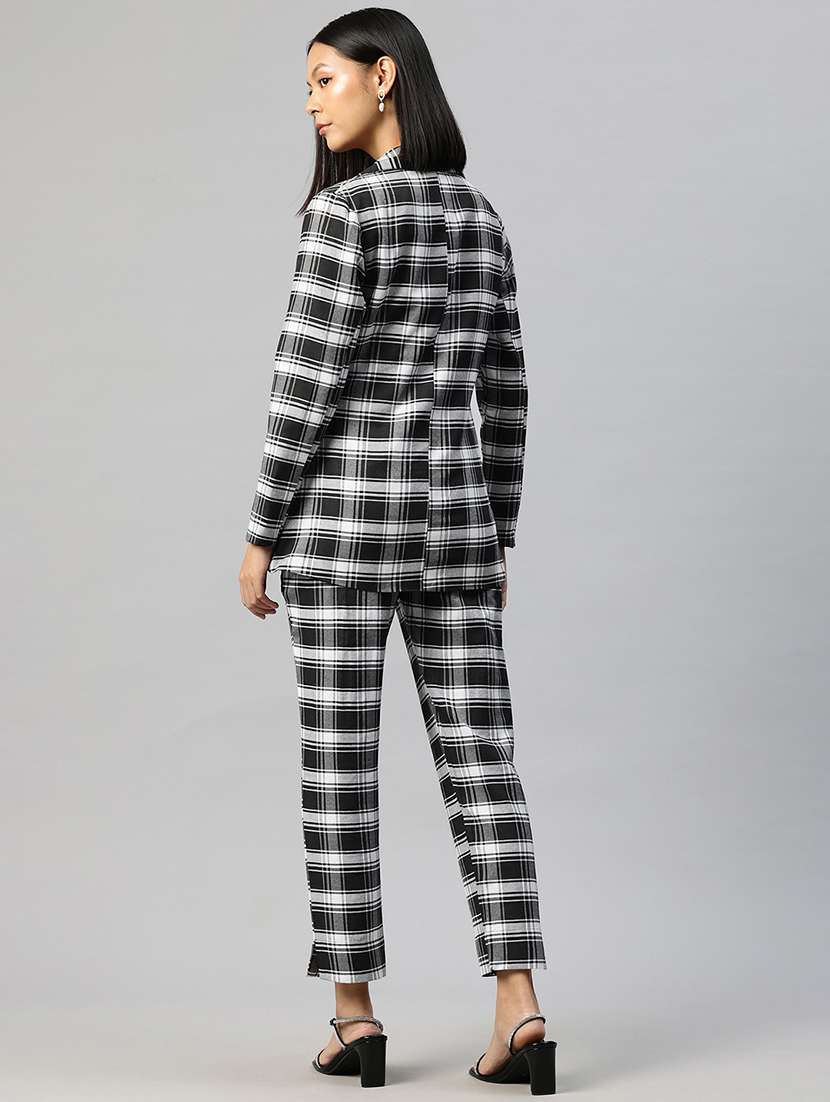 women checkered blazer & trouser co-ord set - 22184239 -  Standard Image - 3