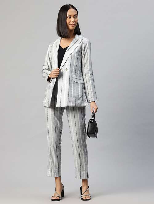 women self design blazer & trouser co-ord set - 22184240 -  Standard Image - 0