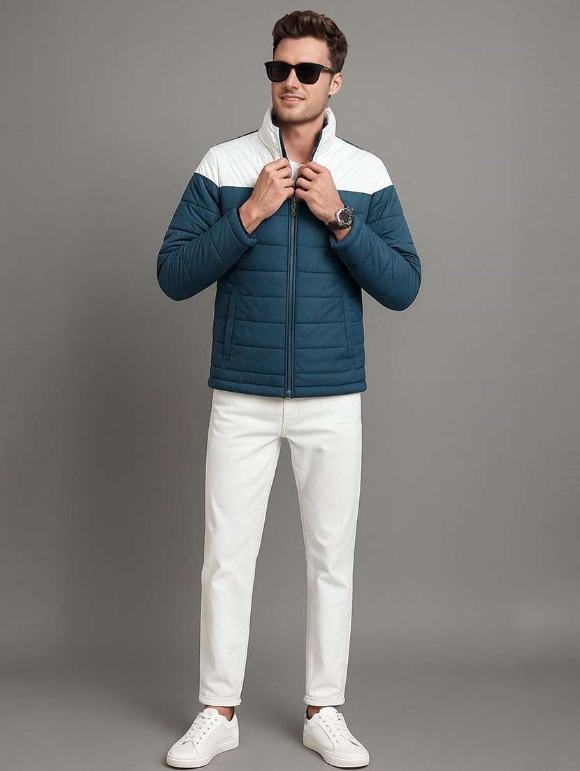 men color block long sleeve puffer jacket - 22184255 -  Standard Image - 3