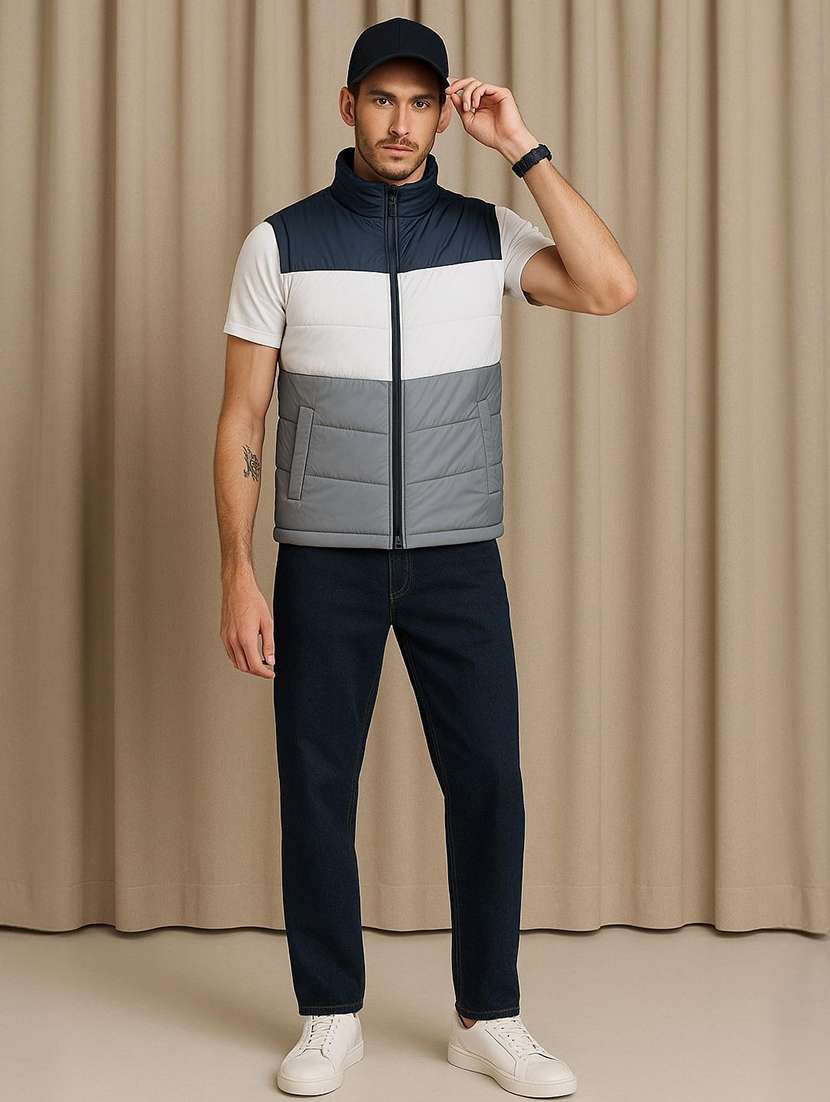 men color block sleeveless puffer jacket - 22184263 -  Standard Image - 3