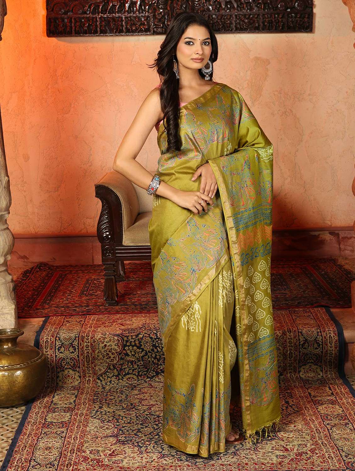 women printed casual wear saree with blouse - 22184302 -  Standard Image - 3