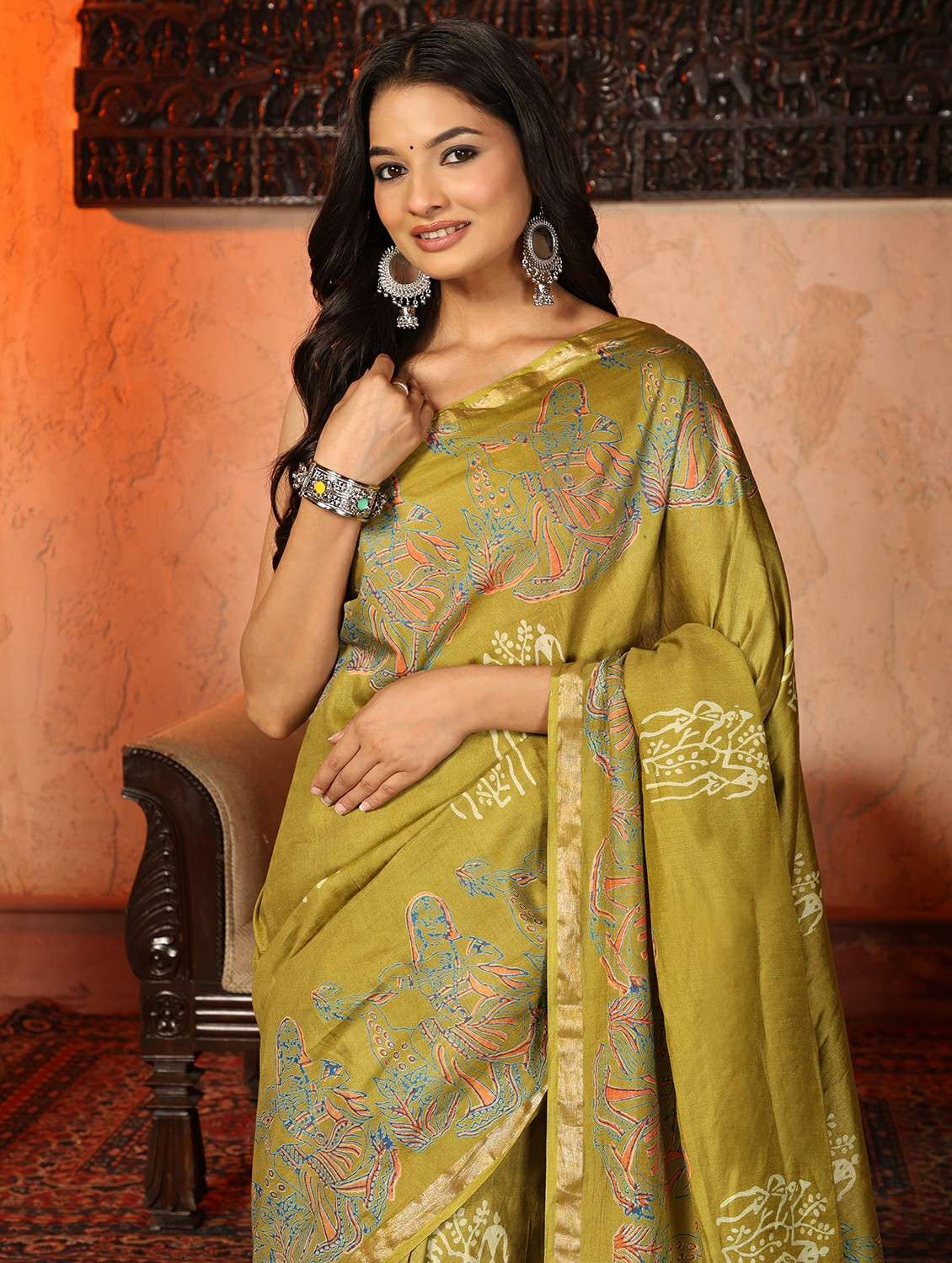 women printed casual wear saree with blouse - 22184302 -  Standard Image - 5
