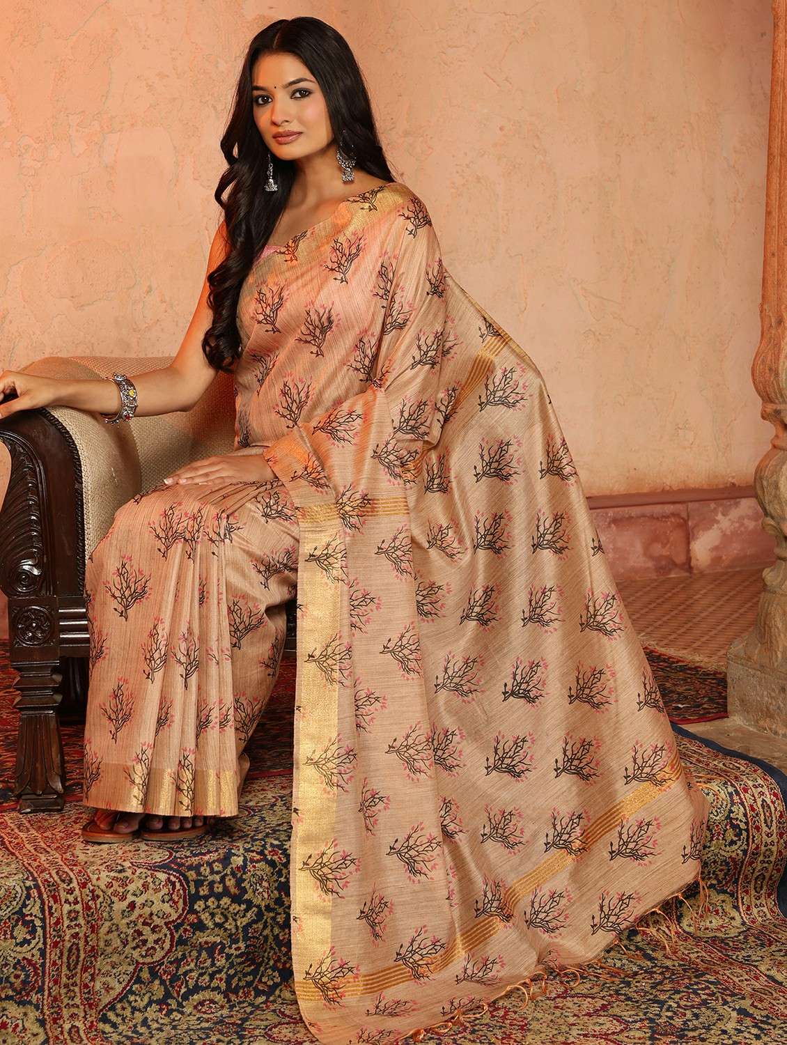 women printed casual wear saree with blouse - 22184303 -  Standard Image - 3