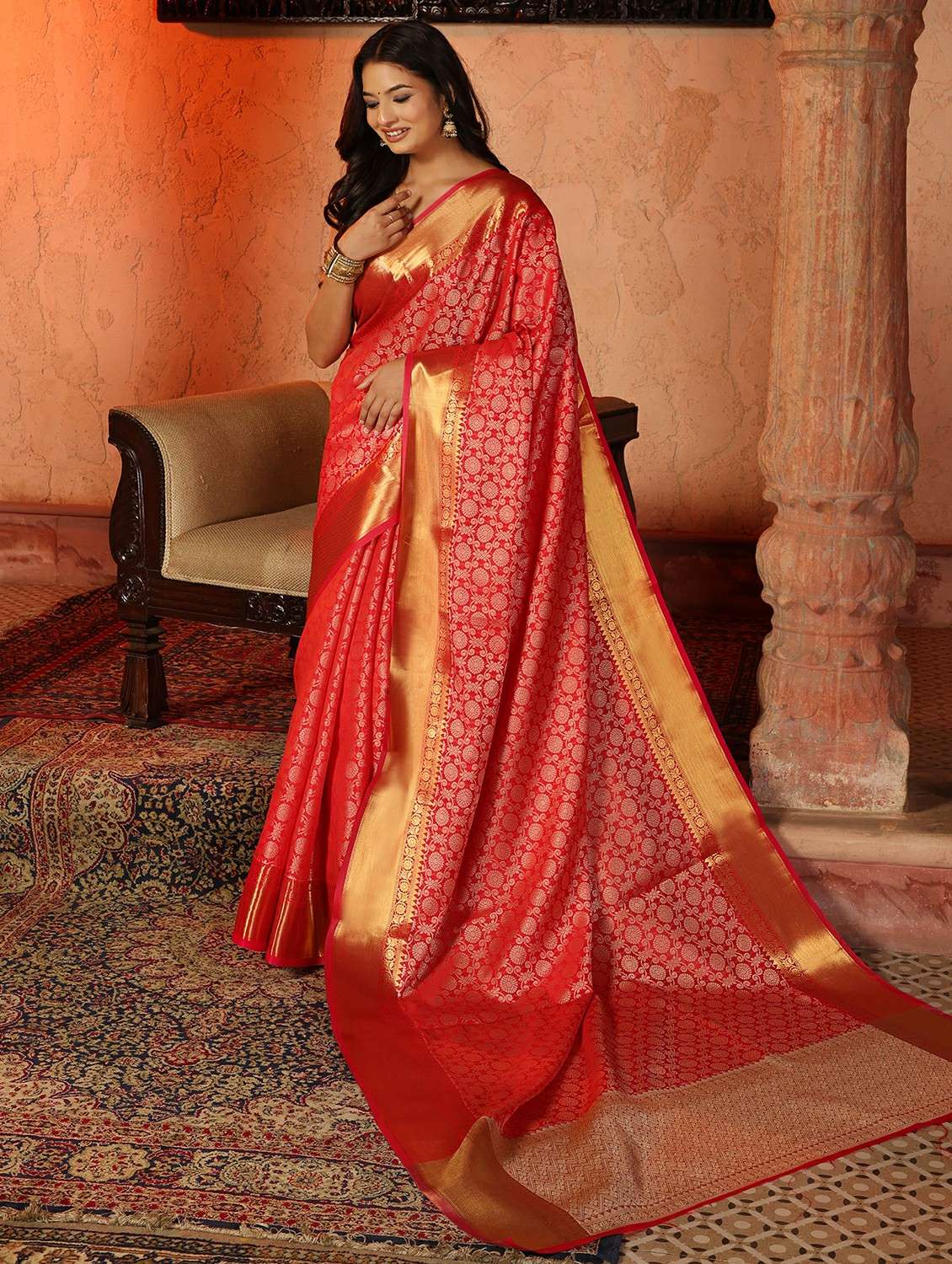 women self design banarasi saree with blouse - 22184304 -  Standard Image - 3
