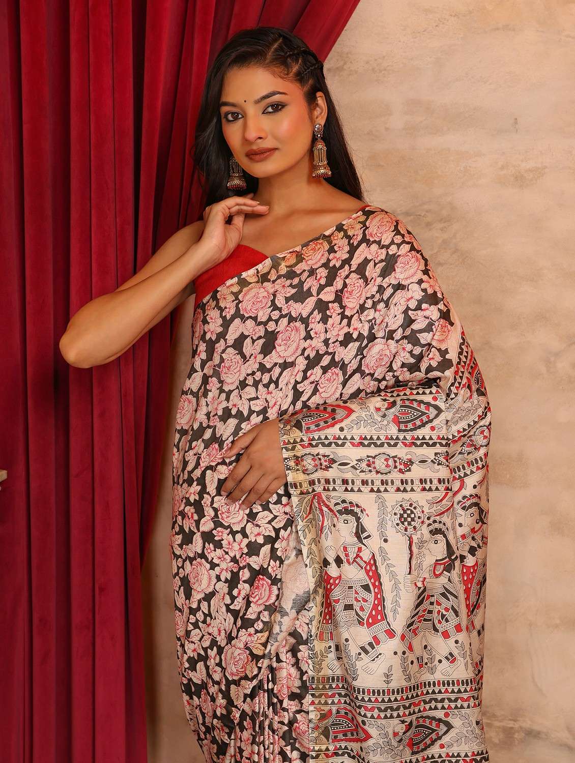 women printed casual wear saree with blouse - 22184305 -  Standard Image - 5