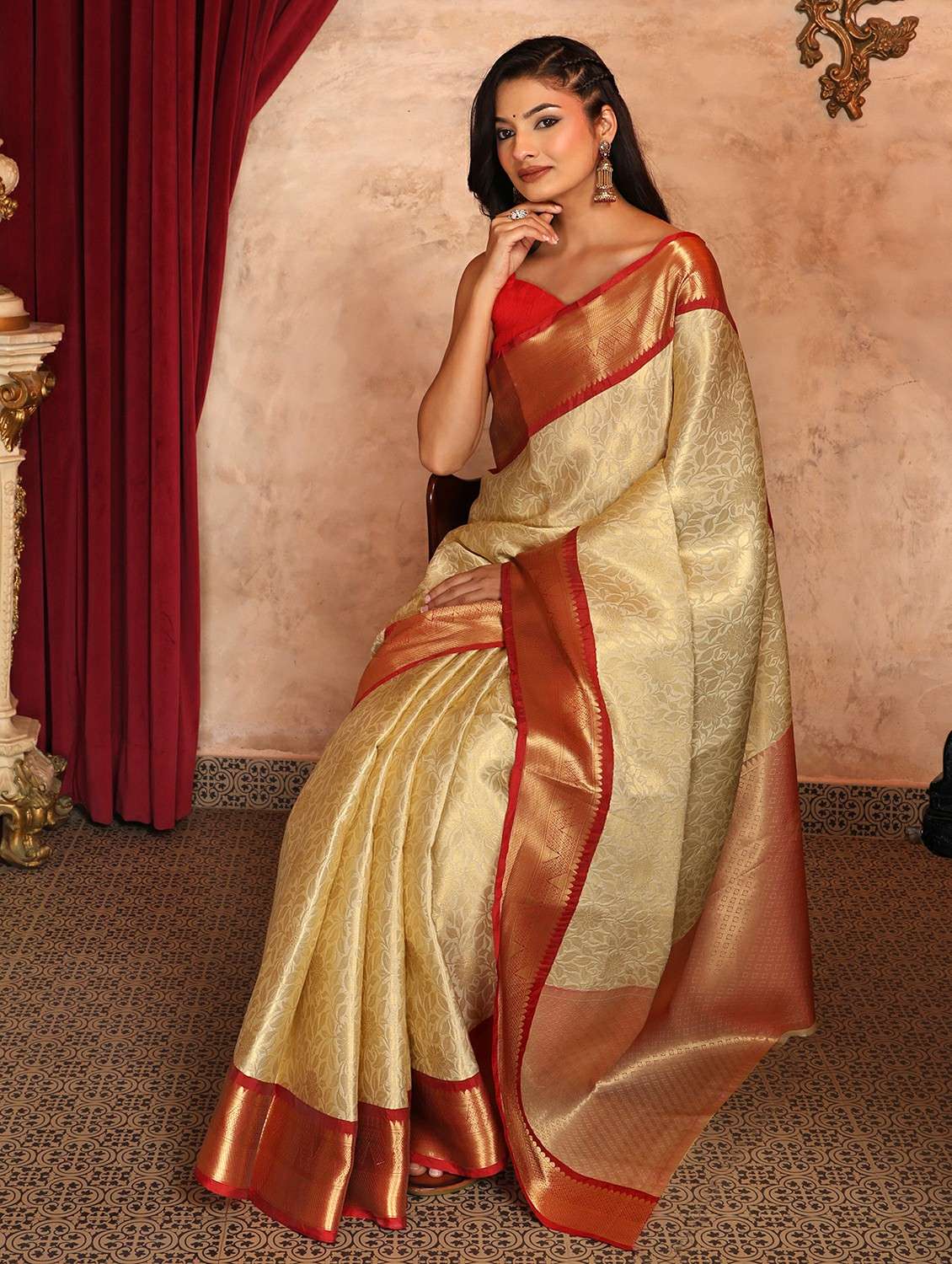women self design banarasi saree with blouse - 22184307 -  Standard Image - 3