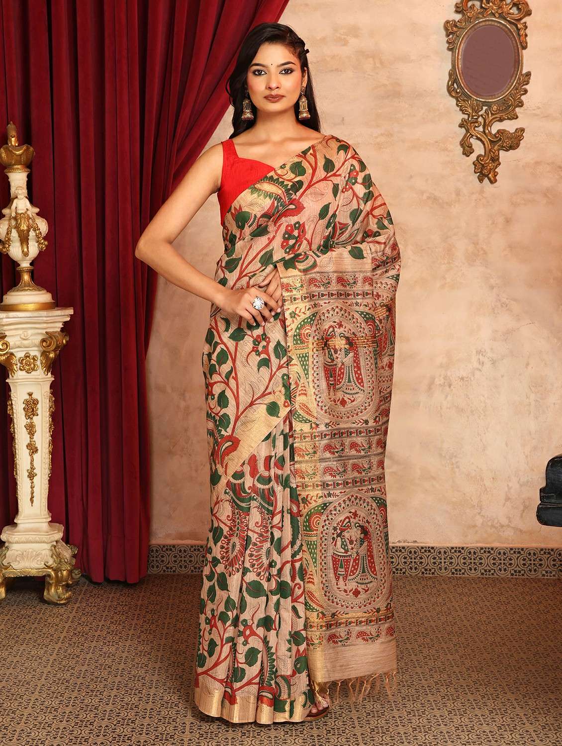 women printed casual wear saree with blouse