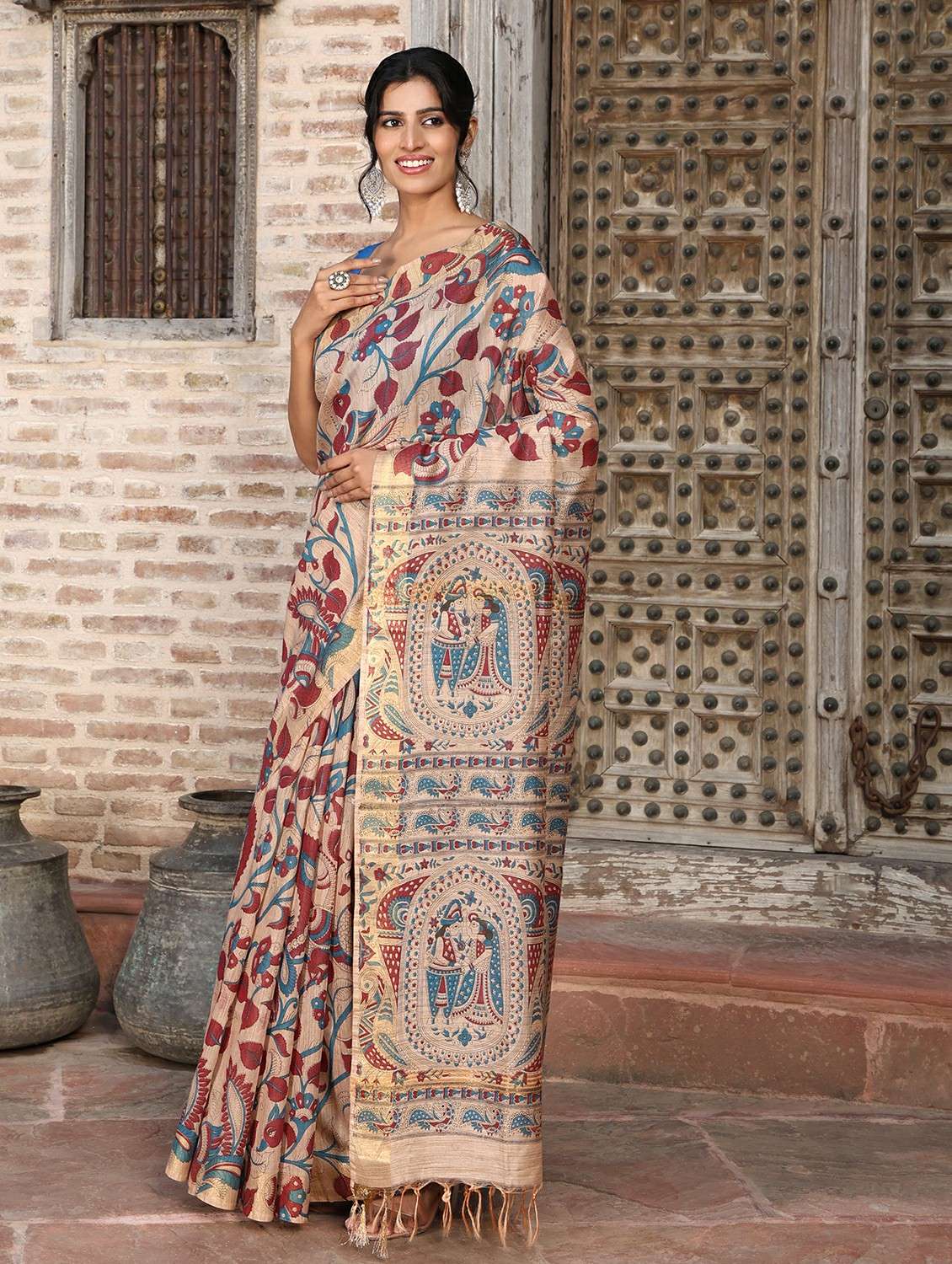 women printed casual wear saree with blouse - 22184314 -  Standard Image - 3