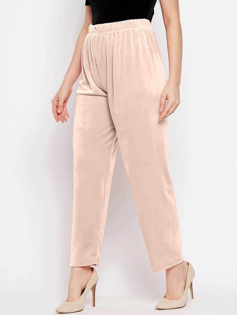 women pack of 2 solid high rise velvet straight trouser - 22184328 -  Standard Image - 3