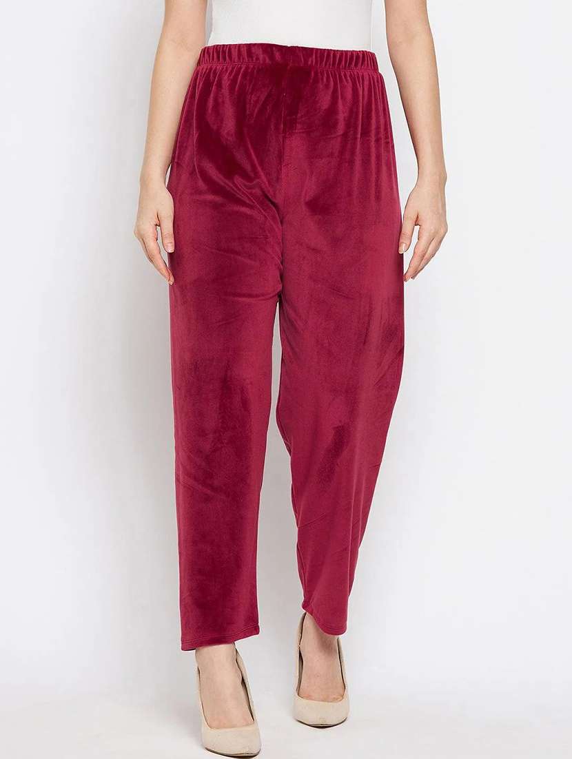 women pack of 2 solid high rise velvet straight trouser - 22184333 -  Standard Image - 3